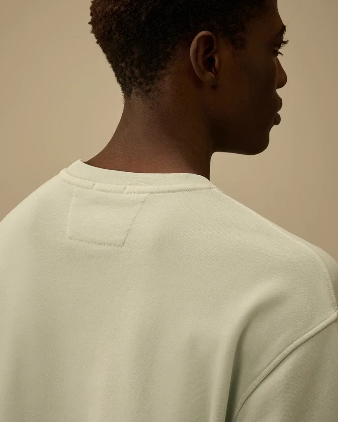 Cotton Diagonal Fleece Resist Dyed Crewneck Logo Sweatshirt