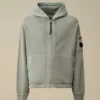 Cotton Diagonal Fleece Zip Hooded Sweatshirt