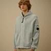 Cotton Diagonal Fleece Zip Hooded Sweatshirt