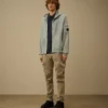 Cotton Diagonal Fleece Zip Hooded Sweatshirt