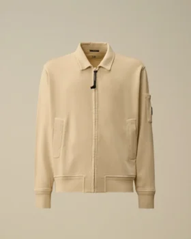 Cotton Diagonal Fleece Zip Lens Sweatshirt