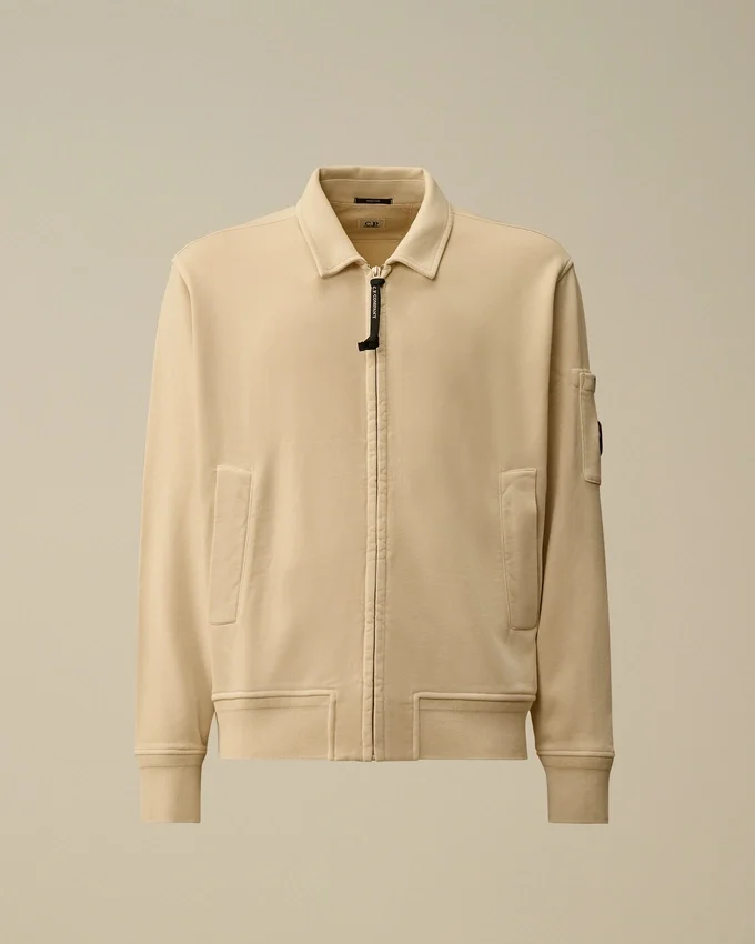 Cotton Diagonal Fleece Zip Lens Sweatshirt