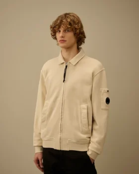 Cotton Diagonal Fleece Zip Lens Sweatshirt