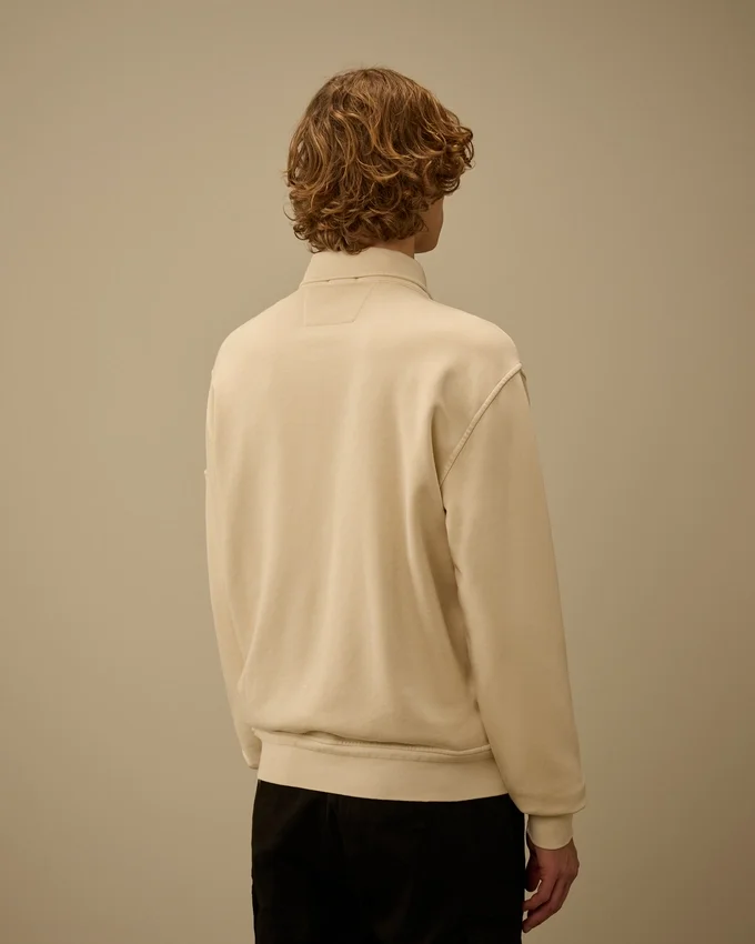 Cotton Diagonal Fleece Zip Lens Sweatshirt