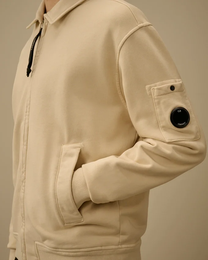 Cotton Diagonal Fleece Zip Lens Sweatshirt