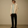 Cotton Diagonal Fleece Zip Lens Sweatshirt