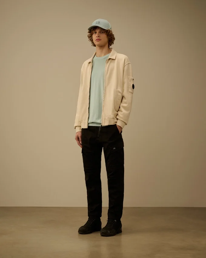 Cotton Diagonal Fleece Zip Lens Sweatshirt