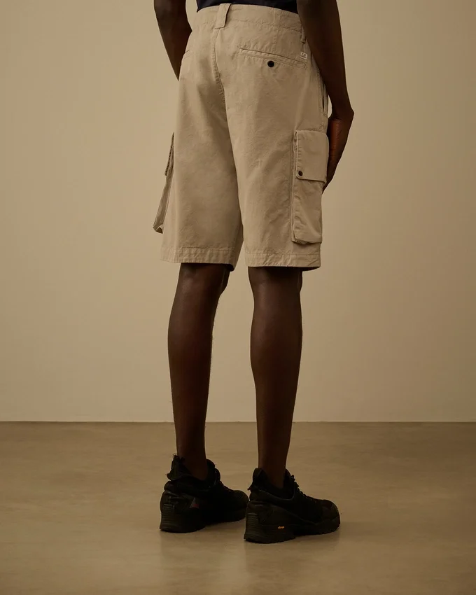 Cotton Gabardine Lens Cargo Shorts