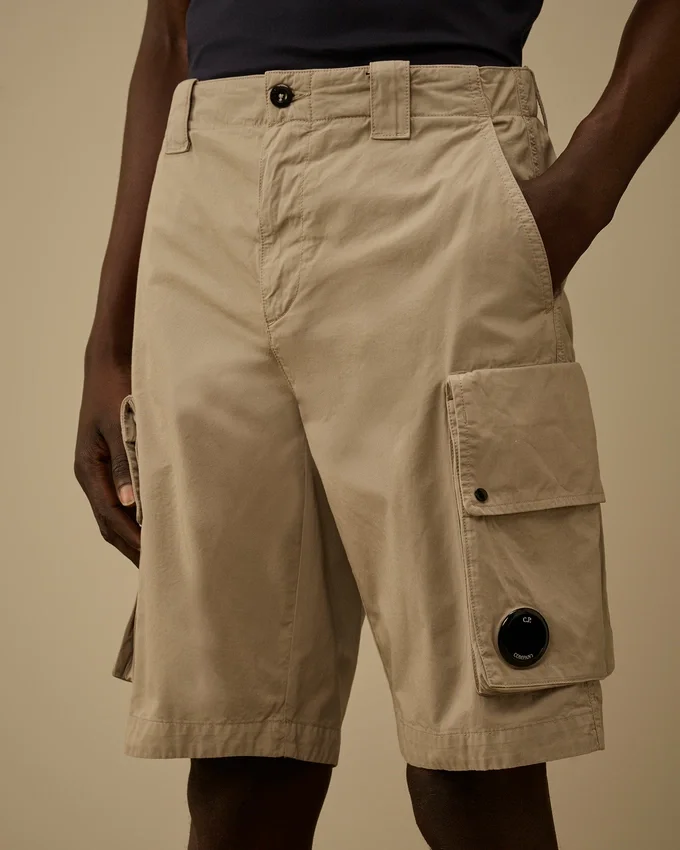 Cotton Gabardine Lens Cargo Shorts
