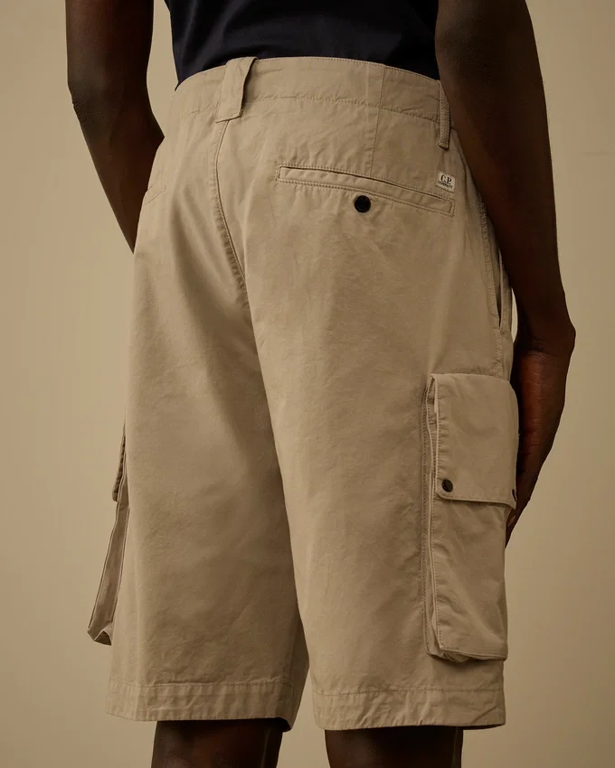 Cotton Gabardine Lens Cargo Shorts
