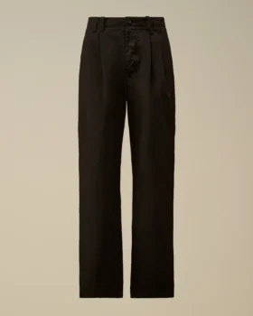 Cotton Gabardine Loose Pinces Pants