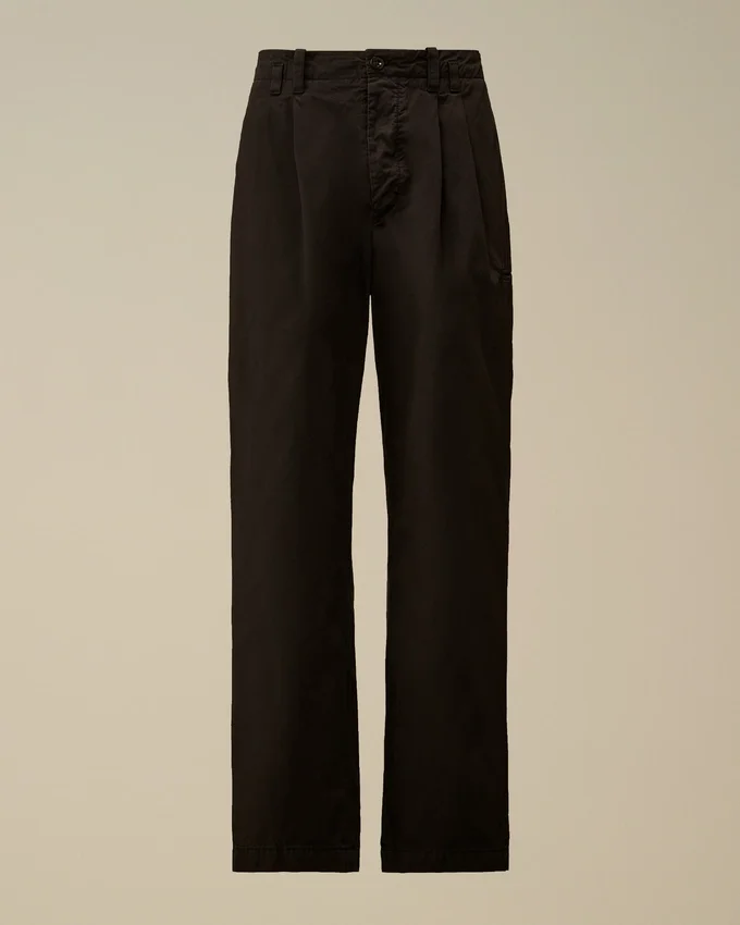 Cotton Gabardine Loose Pinces Pants