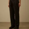 Cotton Gabardine Loose Pinces Pants