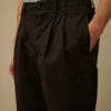 Cotton Gabardine Loose Pinces Pants