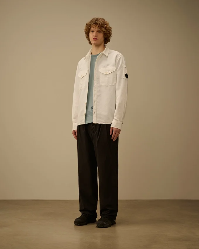 Cotton Gabardine Loose Pinces Pants