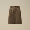 Cotton Gabardine Loose Pinces Shorts