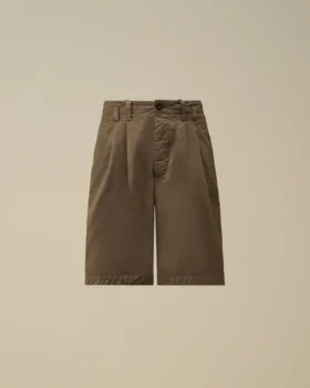 Cotton Gabardine Loose Pinces Shorts