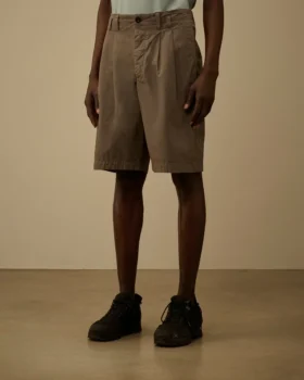 Cotton Gabardine Loose Pinces Shorts