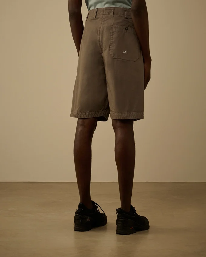 Cotton Gabardine Loose Pinces Shorts