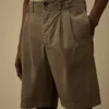 Cotton Gabardine Loose Pinces Shorts