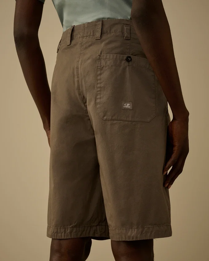 Cotton Gabardine Loose Pinces Shorts