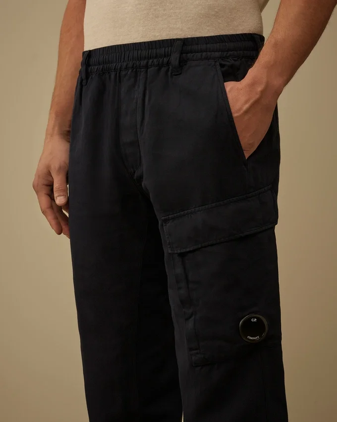Cotton/Linen Elasticated Lens Cargo Pants