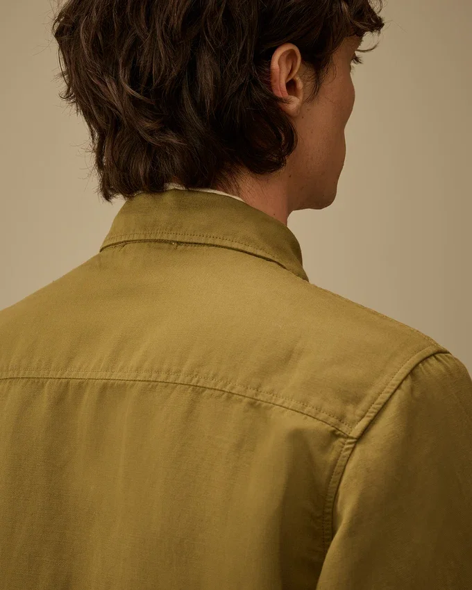 Cotton/Linen Lens Zip Overshirt