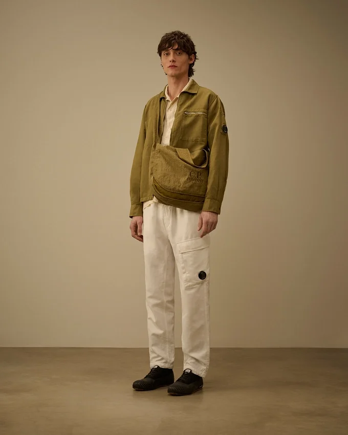 Cotton/Linen Lens Zip Overshirt