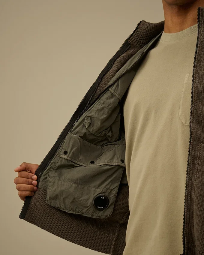 Cotton Mixed Zipped Cardigan