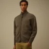 Cotton Mixed Zipped Cardigan