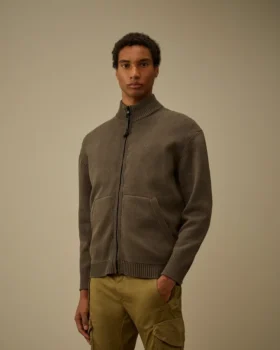 Cotton Mixed Zipped Cardigan