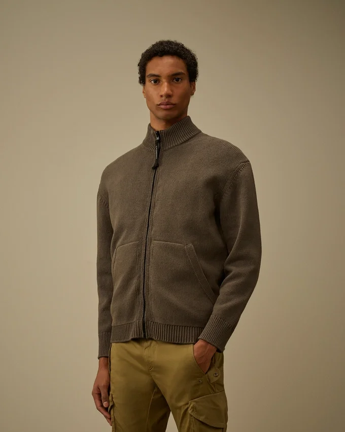 Cotton Mixed Zipped Cardigan