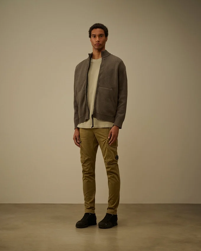 Cotton Mixed Zipped Cardigan