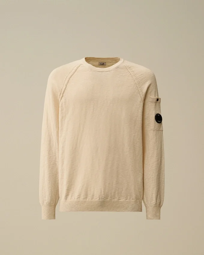 Cotton/Nylon Crewneck Lens Raglan Sweater