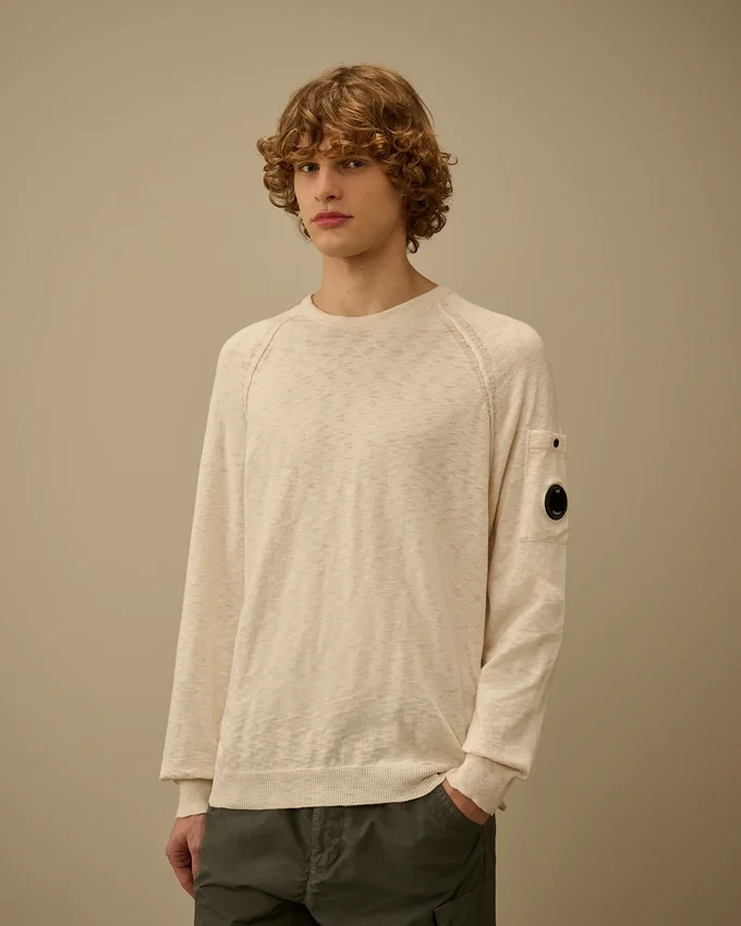 Cotton/Nylon Crewneck Lens Raglan Sweater