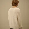 Cotton/Nylon Crewneck Lens Raglan Sweater