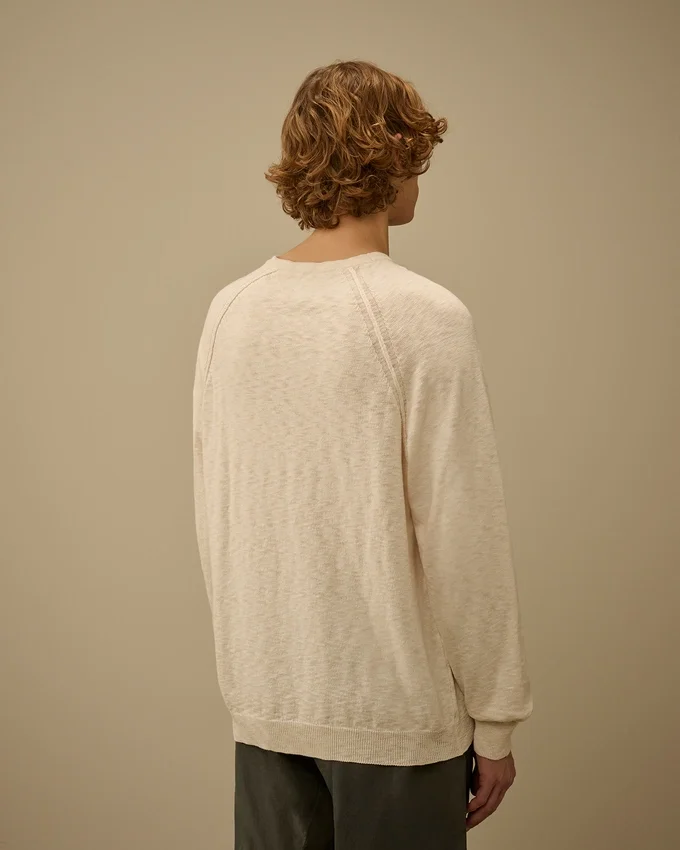 Cotton/Nylon Crewneck Lens Raglan Sweater