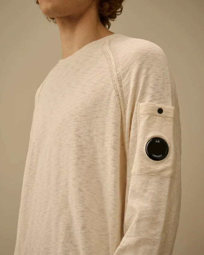 Cotton/Nylon Crewneck Lens Raglan Sweater
