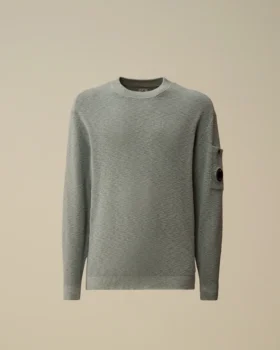 Cotton/Nylon Crewneck Lens Sweater