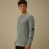Cotton/Nylon Crewneck Lens Sweater