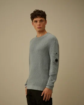 Cotton/Nylon Crewneck Lens Sweater