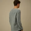 Cotton/Nylon Crewneck Lens Sweater