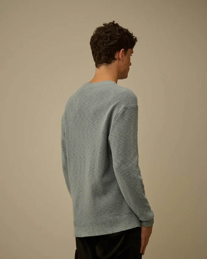 Cotton/Nylon Crewneck Lens Sweater