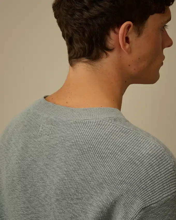 Cotton/Nylon Crewneck Lens Sweater