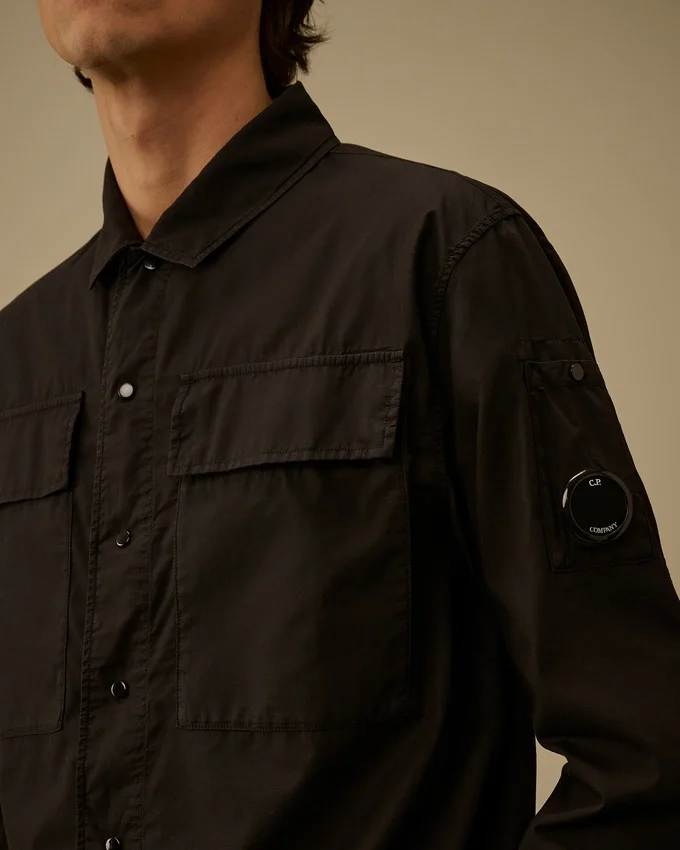 Cotton Rip-Stop Boxy Button Lens Overshirt