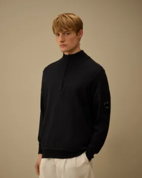 Cotton Sea Island Half Zip Lens Sweater