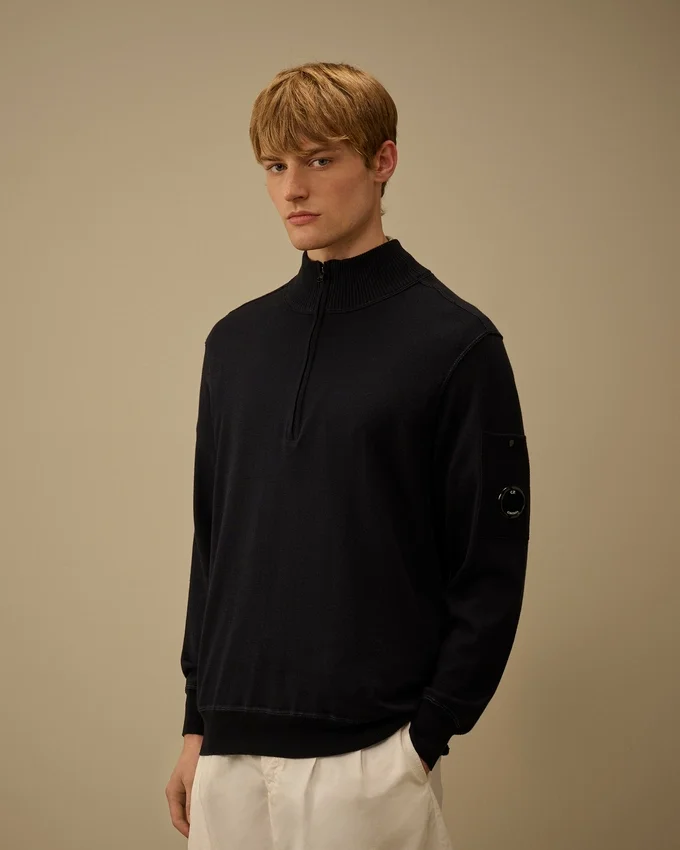 Cotton Sea Island Half Zip Lens Sweater