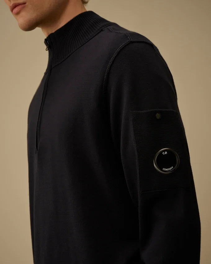 Cotton Sea Island Half Zip Lens Sweater