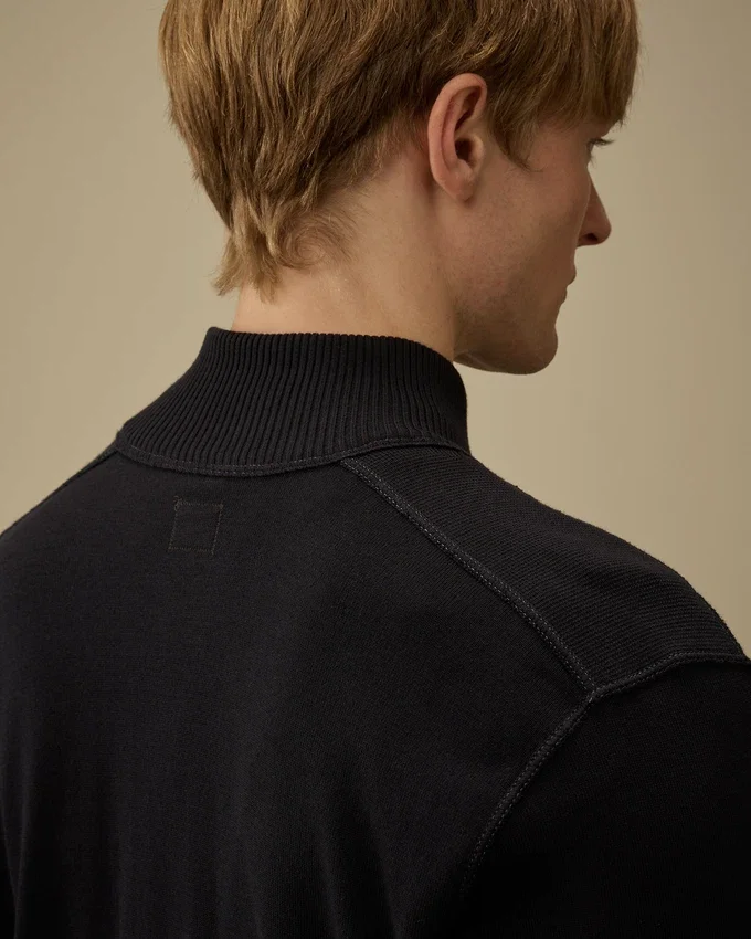 Cotton Sea Island Half Zip Lens Sweater