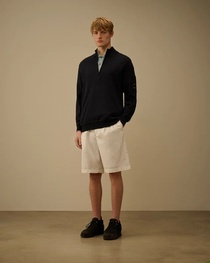 Cotton Sea Island Half Zip Lens Sweater